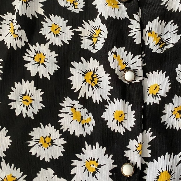 Vintage Cricket Lane Daisy Print Button Down Short Sleeve Blouse Size 18 - Picture 11 of 11